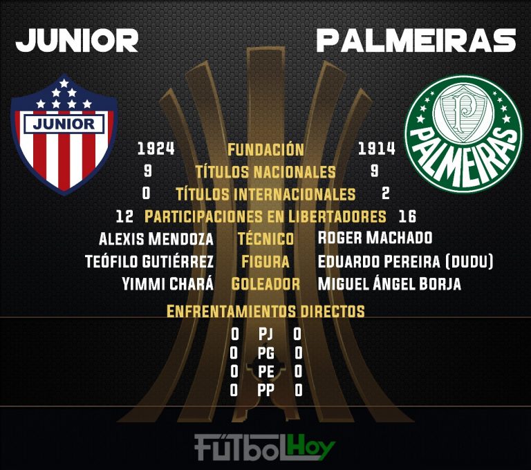Junior vs Palmeiras duelo inédito de libertadores