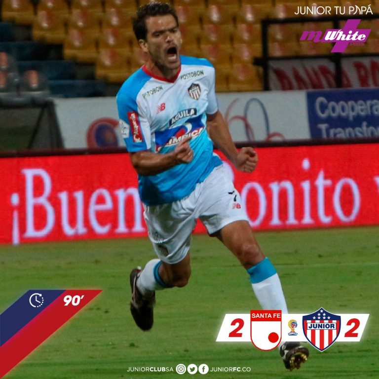 En partidazo, Santa Fe y Junior igualaron 2-2 en Bogotá
