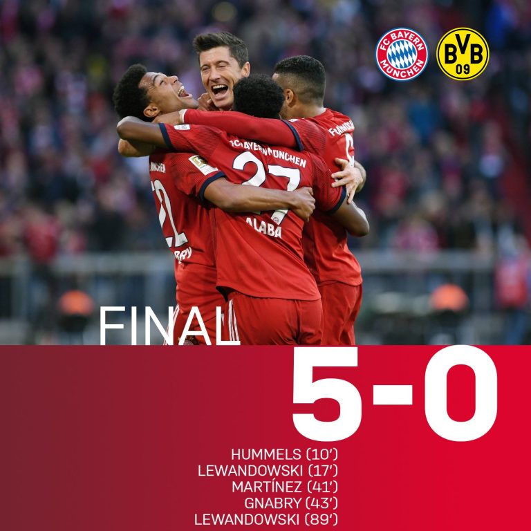 Bayern goleó al Dortmund y es líder en Alemania