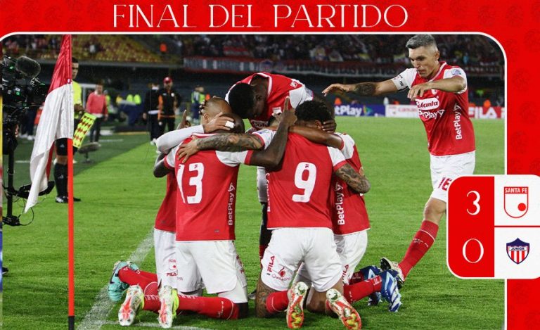 Santa Fe goleó al Junior y retomó el rumbo en la Liga BetPlay