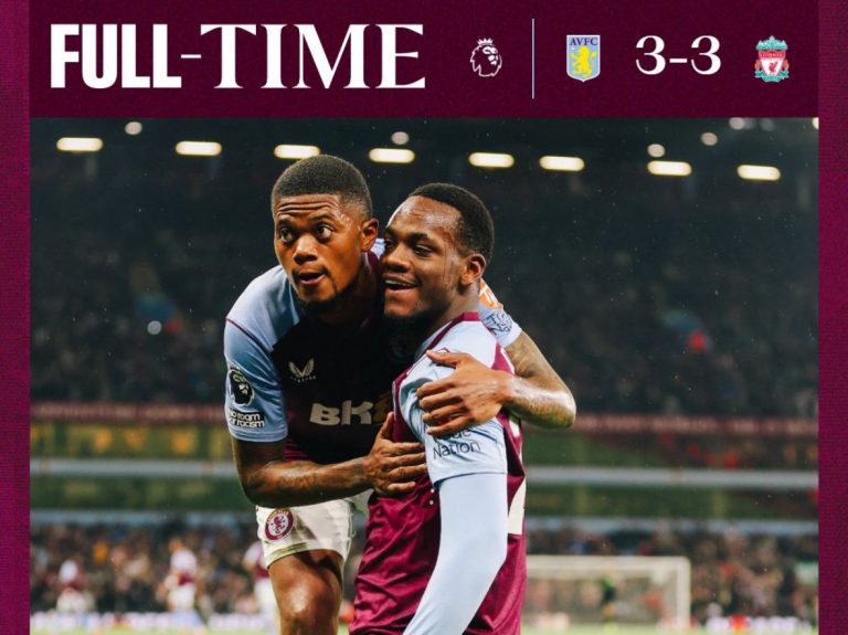 Durán marca doblete en empate de Aston Villa ante Liverpool