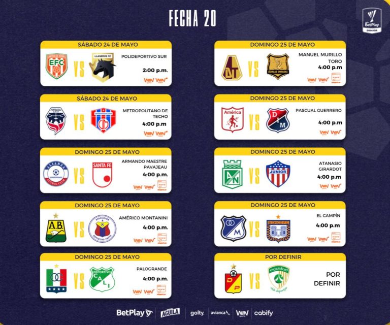 Fecha 20 de la Liga BetPlay: así se jugará