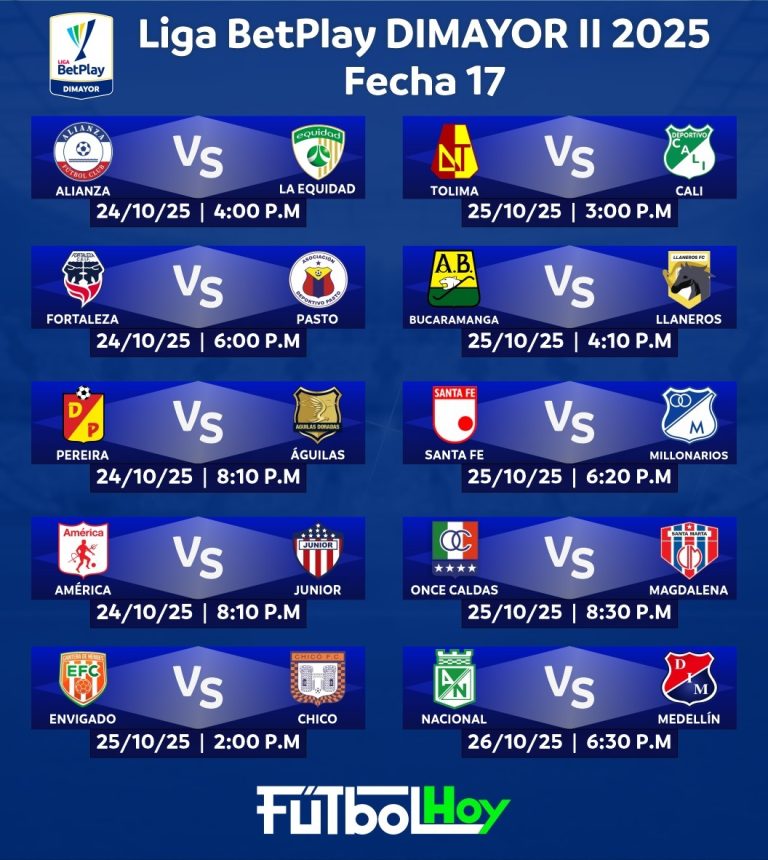 Prográmese con los partidazos de la fecha 17 por Liga BetPlay