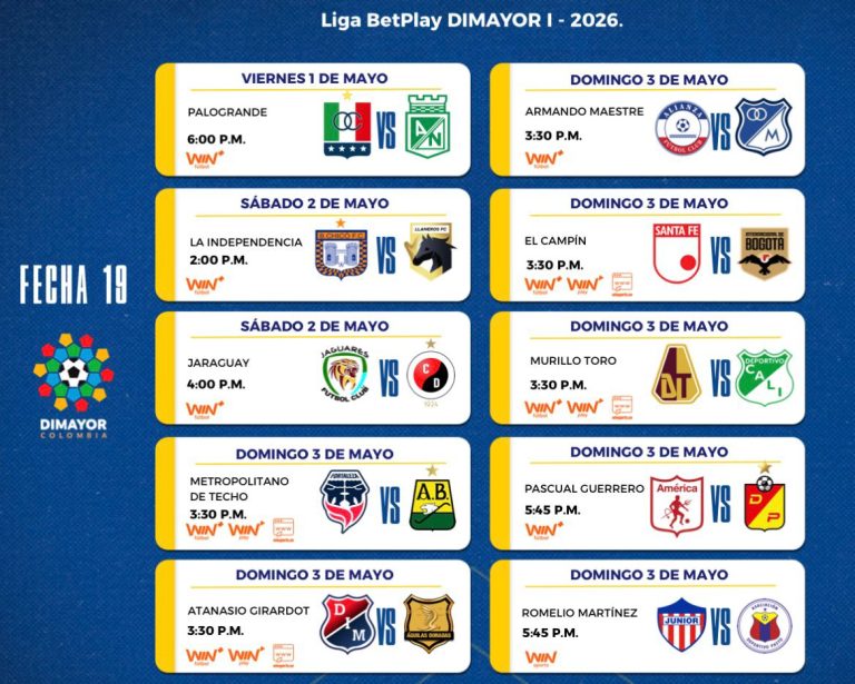 Programación fecha 19 de la Liga BetPlay: se definen los últimos clasificados