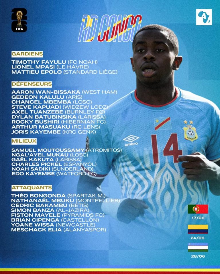 Congo, rival de Colombia, presentó sus convocados al Mundial